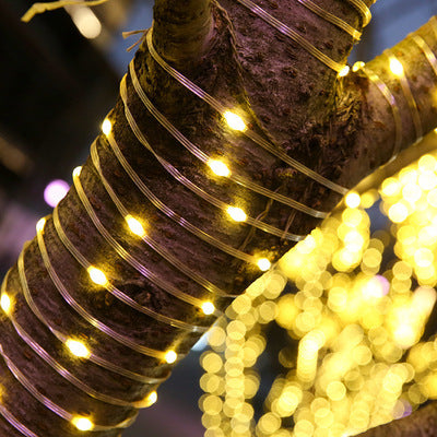 Ghirlanda Luminoasa Decorativa 10m cu 100 LEDuri Tip Furtun, Lumina Calda, de Exterior