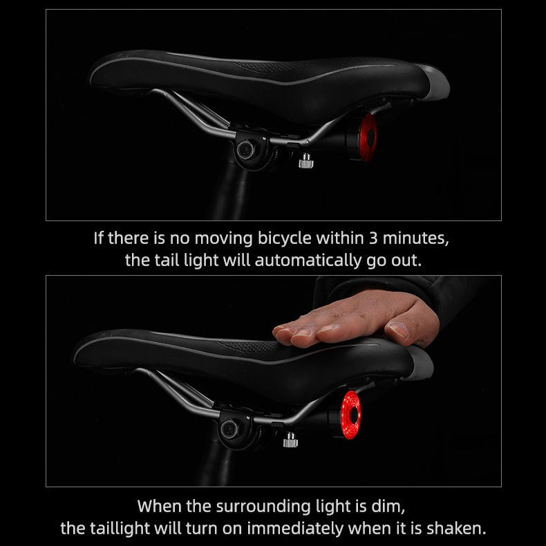 Stop LED smart cu senzor frana pentru bicicleta, cu prindere pe tija, incarcare USB