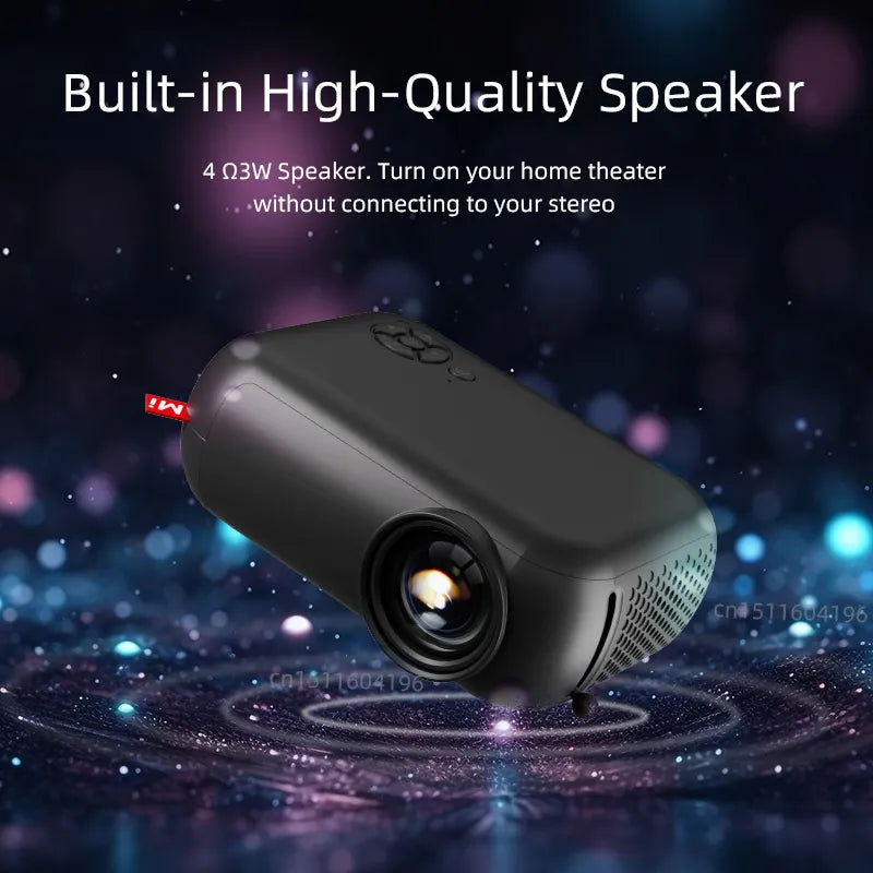 Videoproiector portabil, FULL HD, cu LED-uri, 1800 lumeni, mini proiector, 2000:1, Galben/Alb