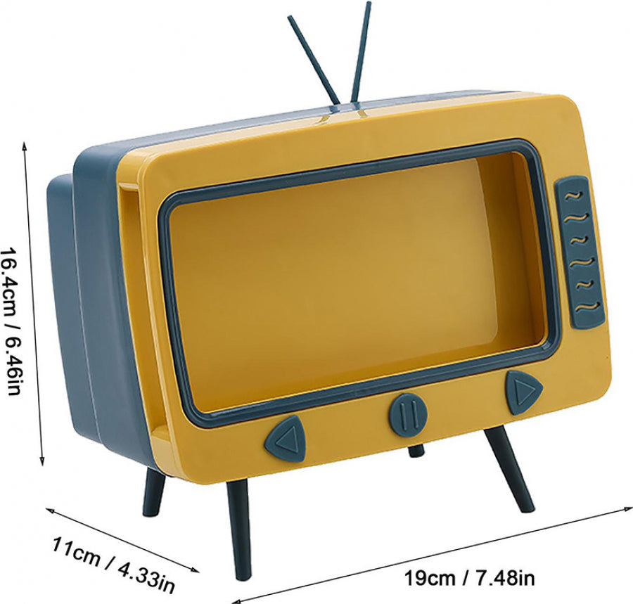Cutie pentru servetele cu suport telefon sub forma de TV retro