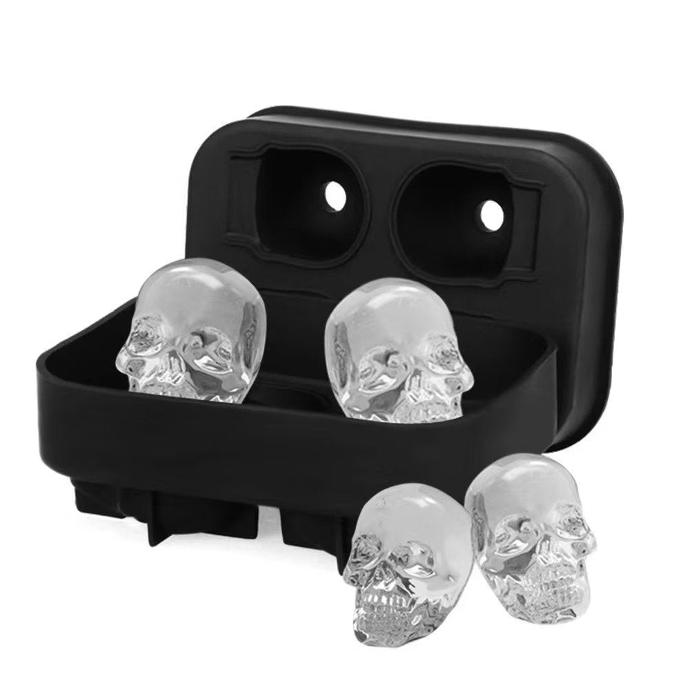 Forma cuburi gheata, silicon, model craniu, 3D, negru