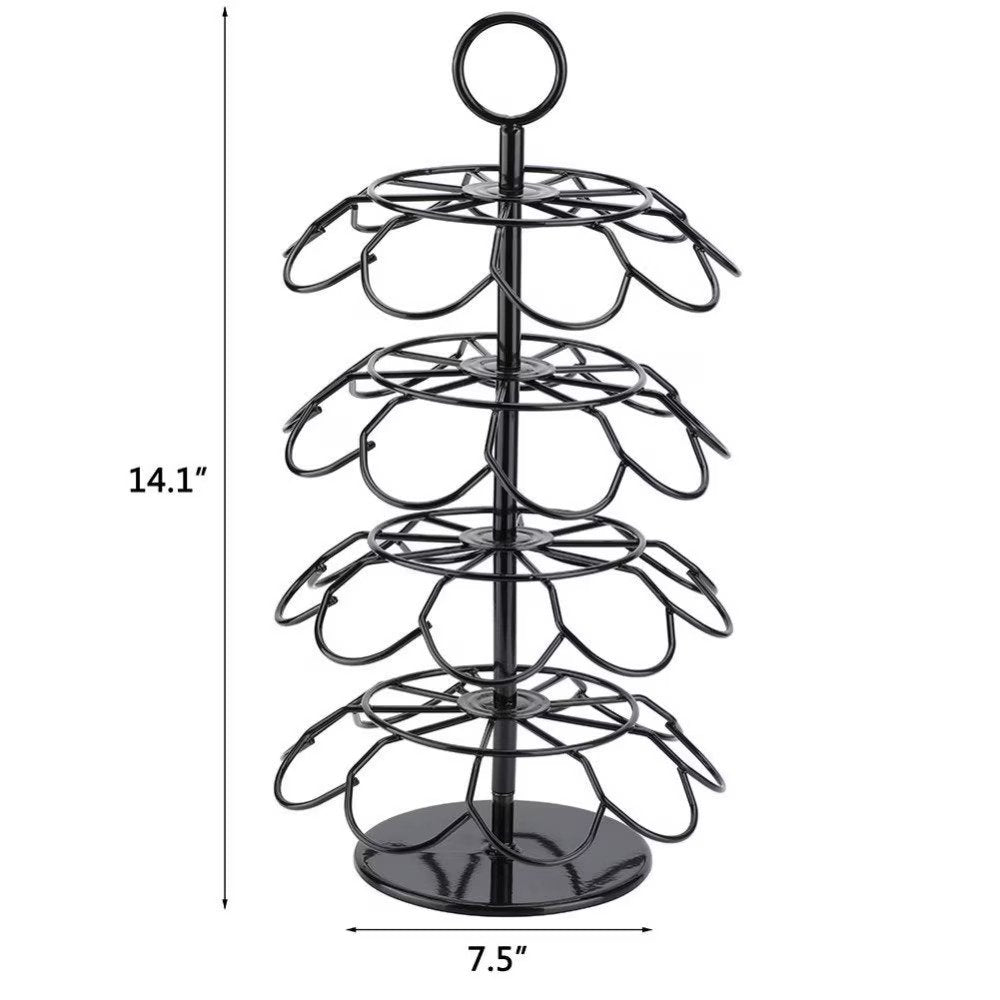 Suport rotativ 36 capsule, model brad de Craciun, 2 in 1, Dolce Gusto, otel inoxidabil, 28.5 x 12.5 cm, negru