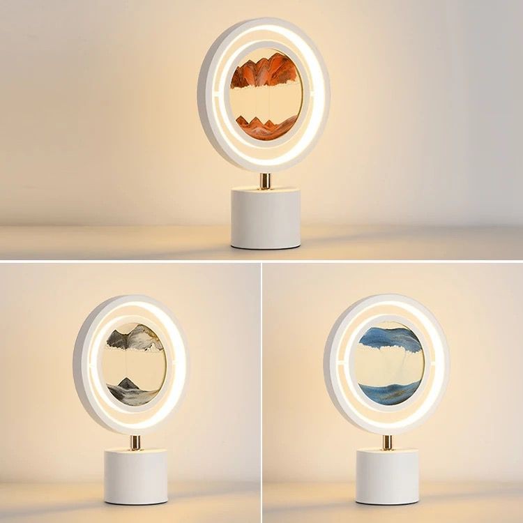 Lampa de masa cu nisip, tip clepsidra 3D, Moving Sand Art 20cmx30cm