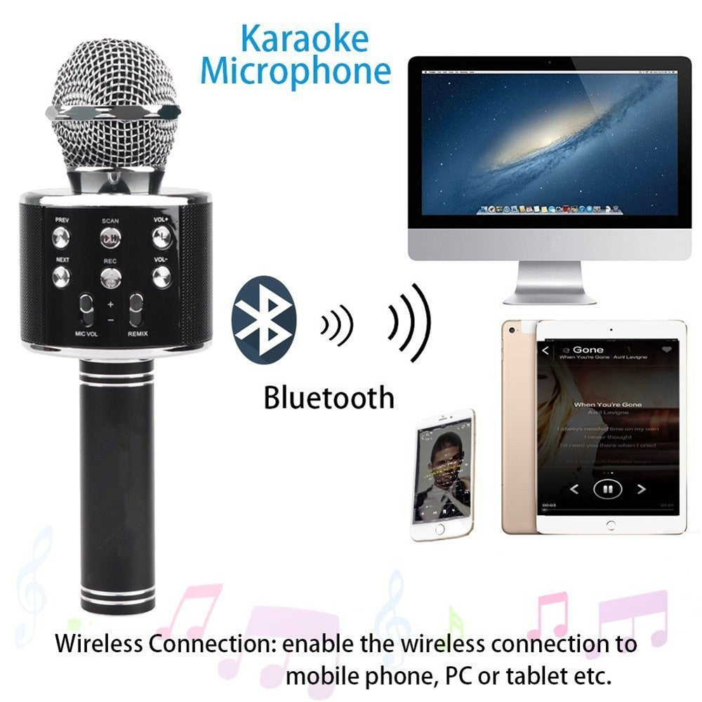 Microfon wireless pentru karaoke, cu bluetooth
