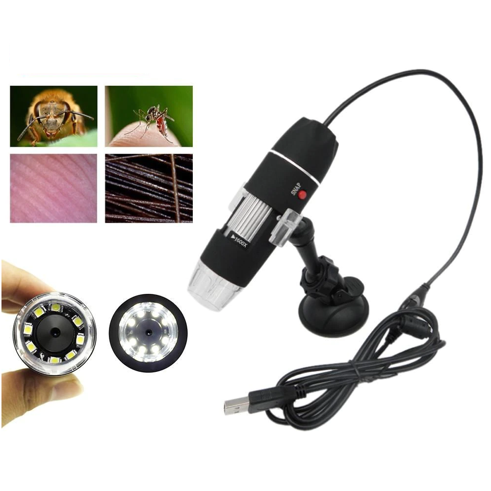 Microscop digital portabil 500X, USB, foto-video, 8 LED-uri, zoom digital 5X