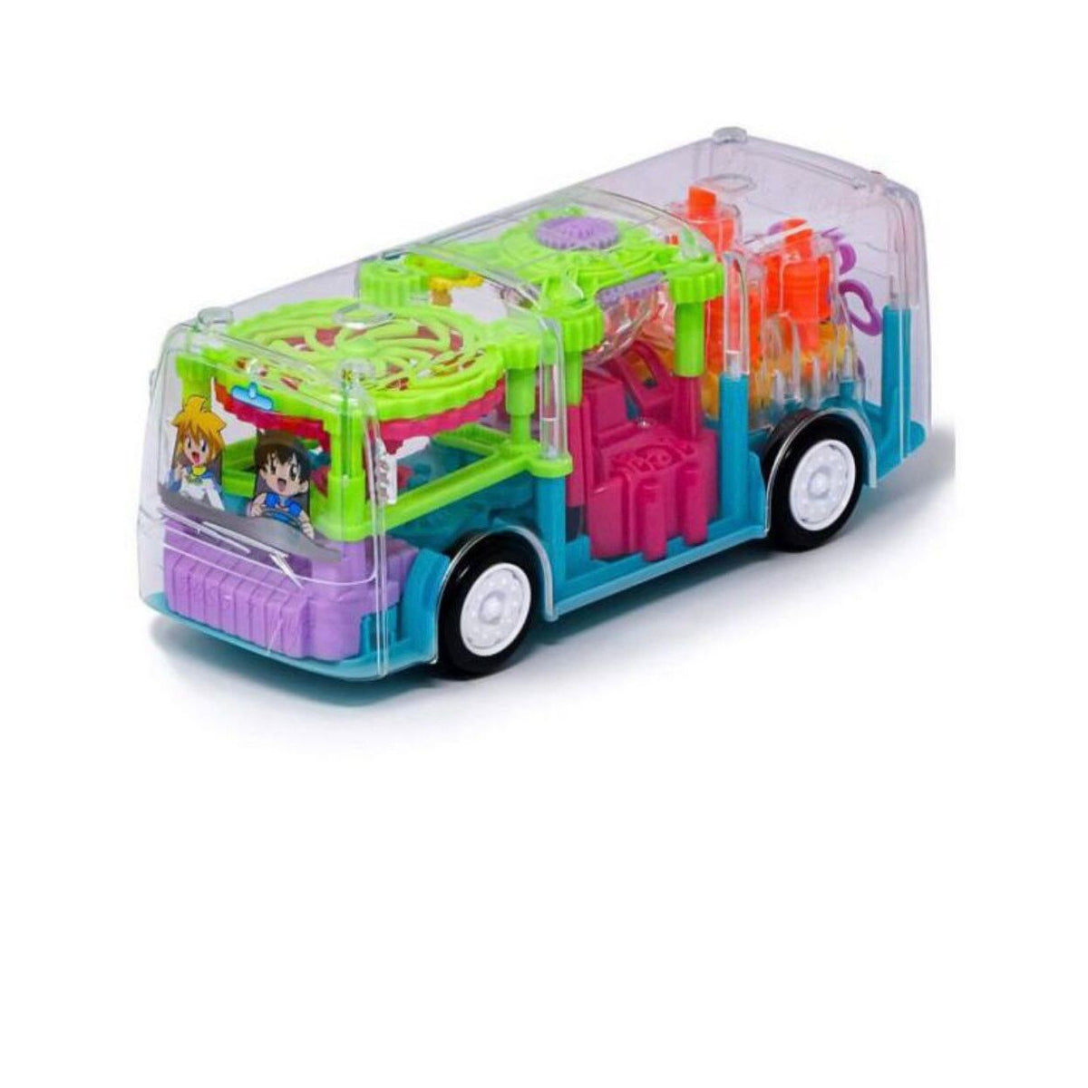 Autobuz de jucarie cu sunete şi lumini, carcasa transparenta