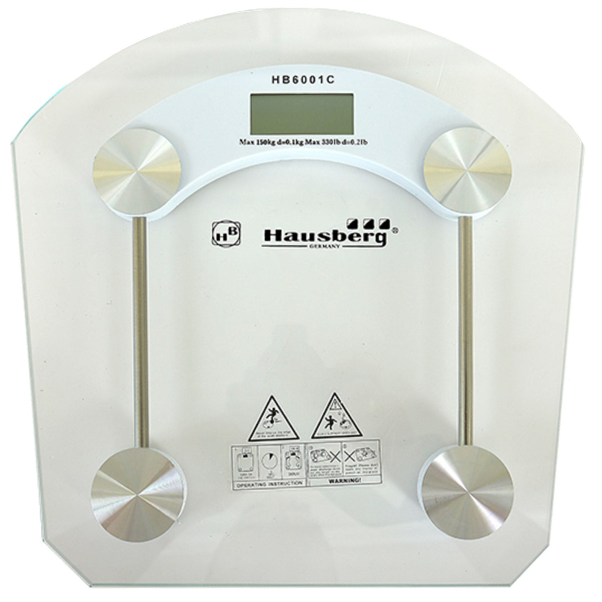 Cantar corporal Hausberg HB 6001, display LCD, inchidere automata, indicator baterie, 150 kg, Sticla transaparenta