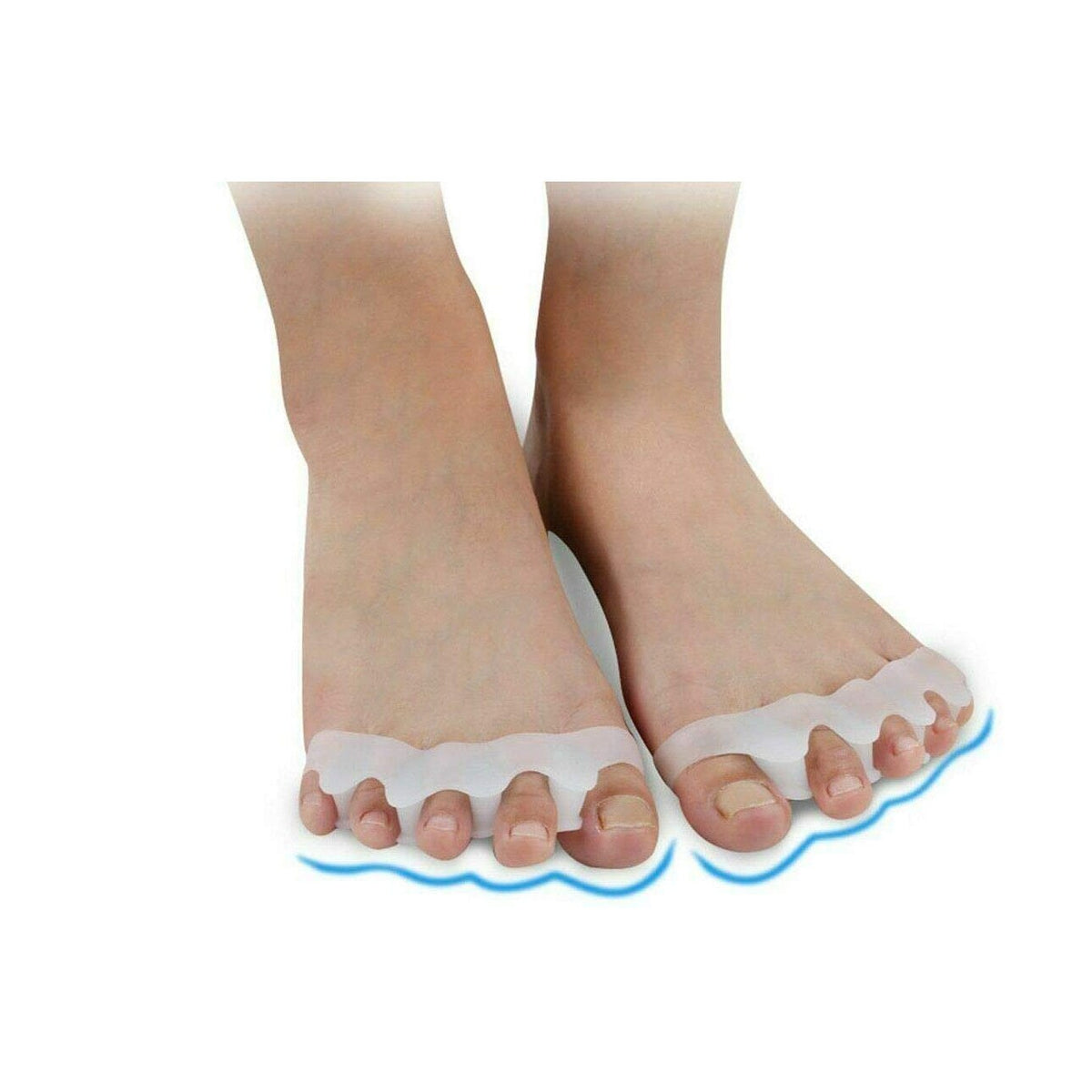 Set 2 bucati corector pentru degetele de la picioare, distantiere din silicon elastic si moale, reutilizabile, marime universala, design ergonomic, alb