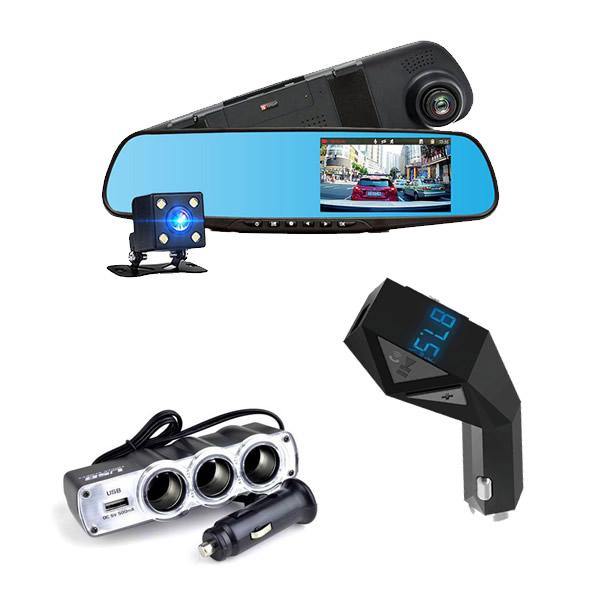 Camera dubla Full HD + Car Kit Bluetooth N8 + Priza tripla USB - Tenq.ro