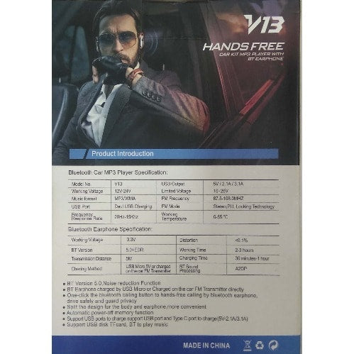 Car Kit Bluetooth V13 MP3 Player, Earphone Handsfree