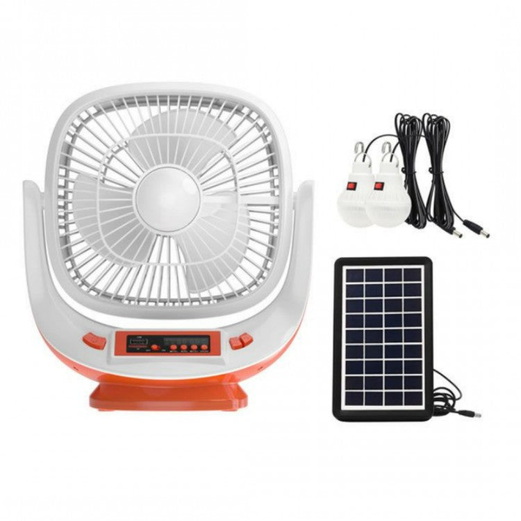 Ventilator cu panou solar, difuzor, Radio FM si doua becuri, EP-009, Easy Power, culoare alb/rosu